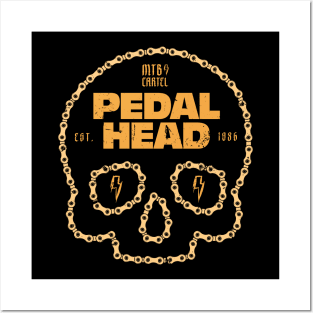 Skull Chain PedalHead Mountain Biking Graphic - Rust Posters and Art